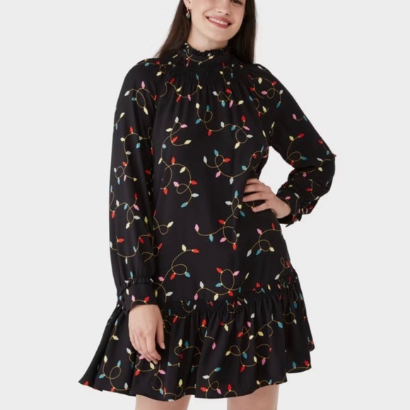 Kate Spade  ♠️ String Lights Shift Holliday Dress Black - Picture 2 of 9